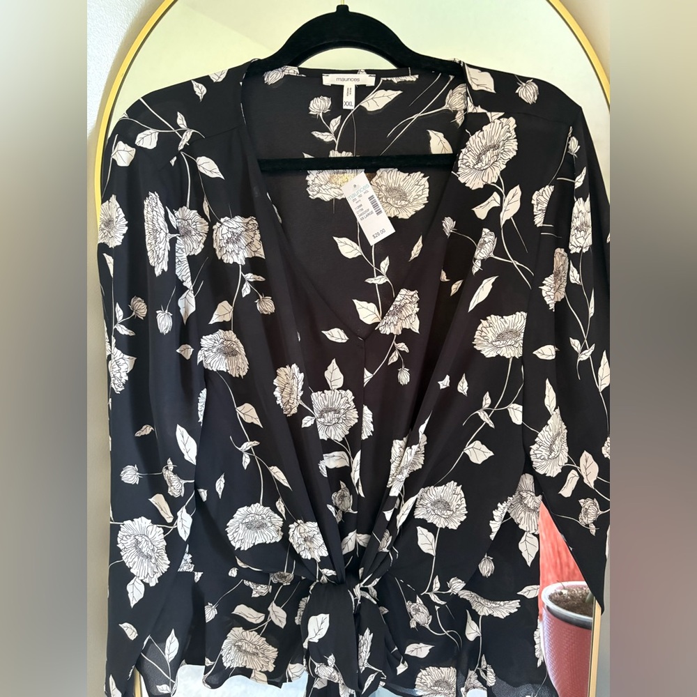 Maurices Black and White Floral Blouse